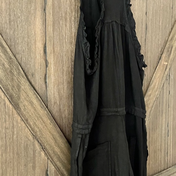 Enza Costa French Linen Sleeveless Button Down Ruffle Black Jumpsuit Size 0 - Picture 7 of 11